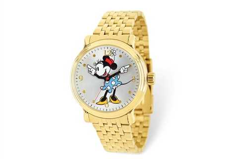 Disney Ladies Size Gold-tone Minnie Blue Dress Watch for $57