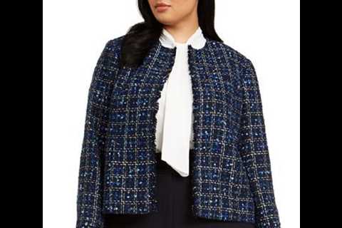 Calvin Klein Plus Size Tweed Jacket  Blue size 22 for $219