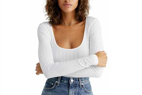 Free People Women's Lucky You Scoop Neck Shirt white Size Medium for $94