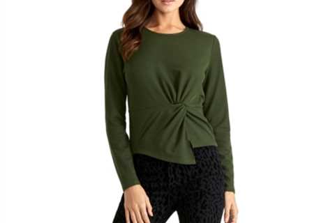 Rachel Roy Women's Val Knot-Front Top Green Size Large for $94