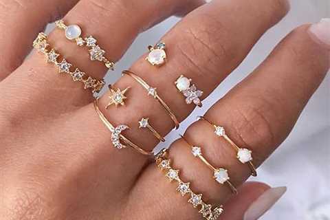 7-Piece Cute & Kitschy Assorted Ring Set with White Swarovski for $13