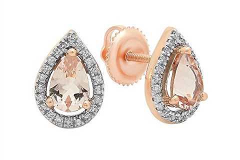 Simulated 3.00CTTW Morganite Rose Gold Pavé Marquis Stud Earrings for $10