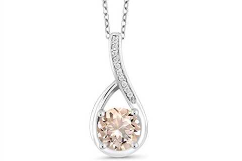 1.60 CTTW Morganite Classic Teardrop Pav'e Necklace for $10