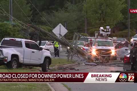 The Winston-Salem crash knocks down electricity pylons and sustains traffic