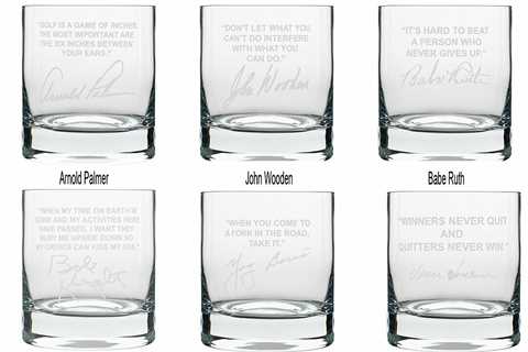 Six Best Selling Famous Sports Quote Etched Whiskey Glasses