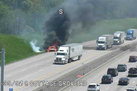 One lane of I-90 near Highway 30 in Madison reopened after closure due to vehicle fire