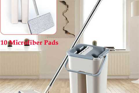 Self-cleaning Flat Mop | Mop + Cleaning Bucket Kit Hand Free Wring Out BEST SELL