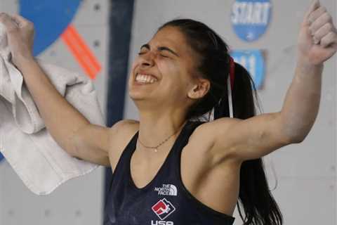 The native SC-American Natalia Grossman wins gold at the IFSC Boulder World Cup