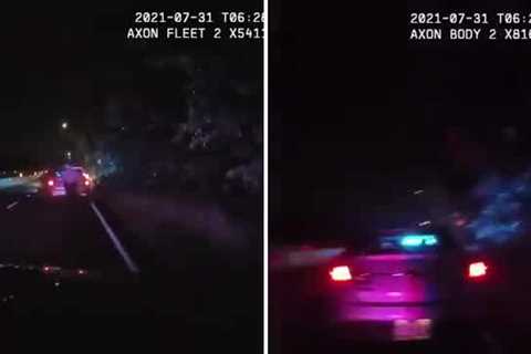 Videos show a car crashing into a Fairfax County officer