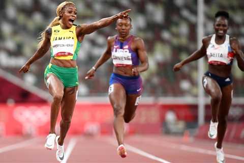 Elaine Thompson-Herah defends Olympic 100m title on the all-Jamaican podium