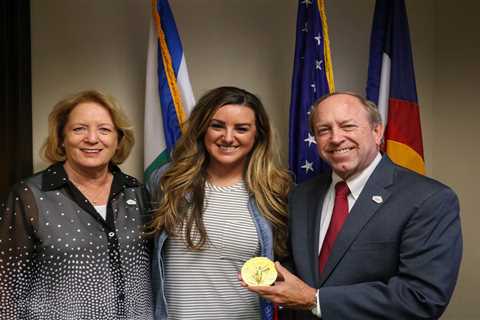 Olympic Champion of Tokyo, Colorado Springs, native Amber English meets with Mayor Suthers