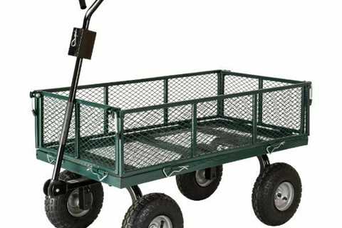 Best Selling 700lb Capacity, 38” x 20” Towable Mesh Garden Utility Cart, Green