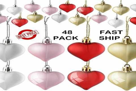 48 Set Heart Hanging Baubles Ornaments Home Decorations BEST SELL