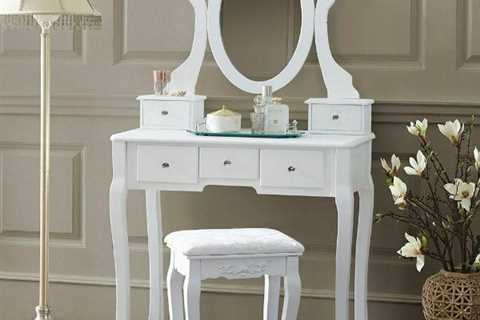 Best Sell Vanity Makeup Dressing Table Set, Stool 5 Drawers & Mirror