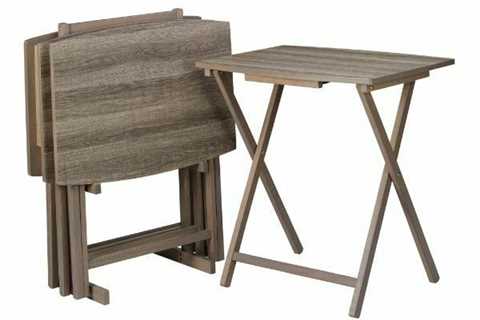 Best Sell 5pc XL Oversized Tray Table Set, Rustic Grey