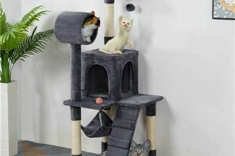 Best Sell  51 Cat Tree with Hammock and Scratching Post Tower, Dark Gray