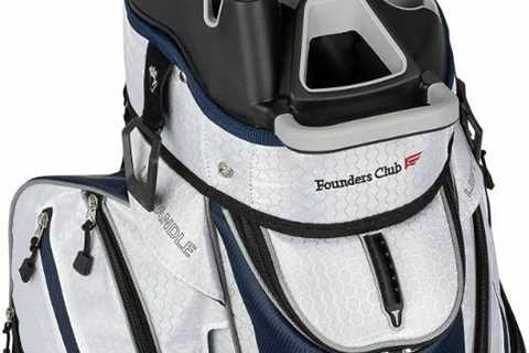 Best Sell Premium Cart Bag with 14 Way Organizer Divider Top, White Navy
