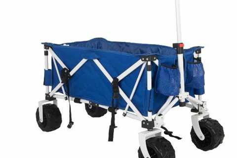 Best Selling Folding All-Terrain Wide-Track Wheeled Beach Wagon, Blue