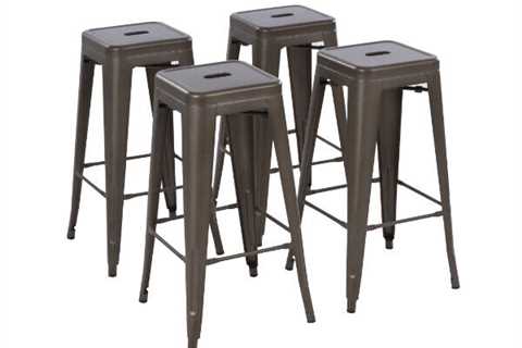 Best Selling 30inch Stackable Metal Barstool, Set of 4, Gunmetal Color