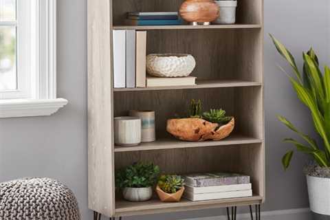 Best selling Hairpin 4 Shelf Bookcase, Gray Finish