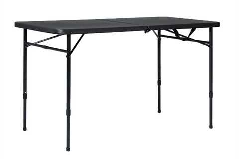 New Best Selling 4' Fold-in-Half Adjustable Table, Rich Black - Branded New!