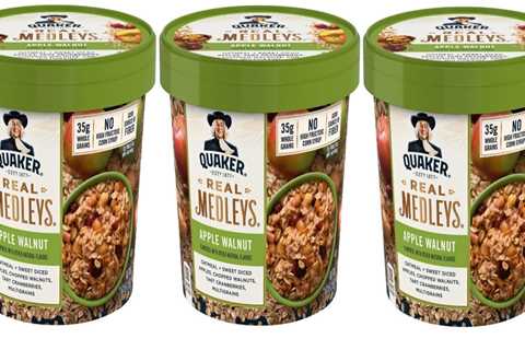 Quaker Instant Oatmeal APPLE WALNUT Real Medleys, 3 Cups.. BEST SELL BY SEP 2022