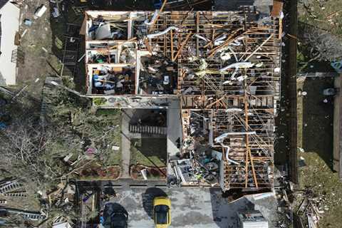 Pasadena tornado damage, destroyed buildings shown in drone footage