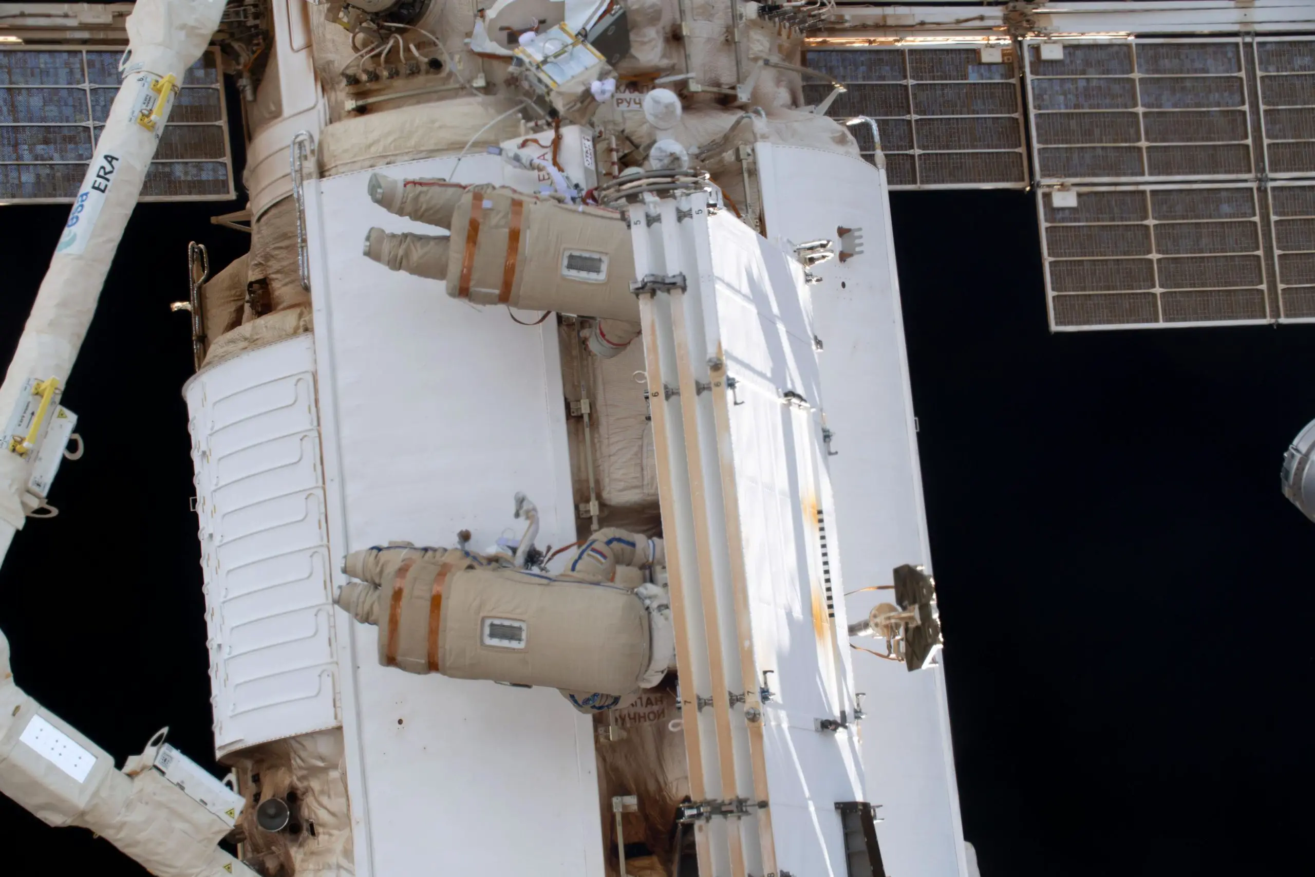 Cosmonauts GO for Spacewalk, Astronauts Work on Science Gear