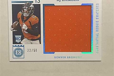 2020 Encased Football KJ Hamler Substantial Rookie Swatches Sapphire /50 Broncos