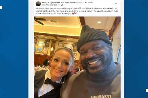 Shaquille O’Neal spotted at Kenny & Ziggy’s in Houston