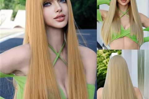 Best Selling 22inch Honey Blonde Color Straight Hair Synethtic Wig With Bang