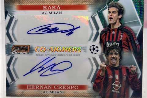 2023 Topps Chrome Stadium Club Cosigners Kaka Hernan Crespo Auto Orange /25