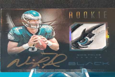 2012 Panini Black #18 Nick Foles RC Rookie Prime Relic Gold Ink Auto /349 Logo