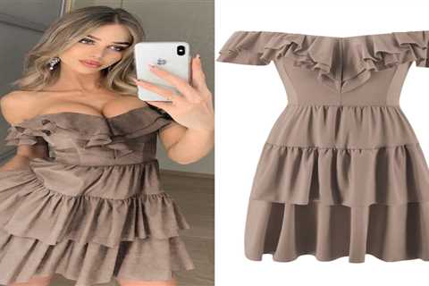 Best Selling Spring and Summer New Word Shoulder Ruffled Skirt Dress