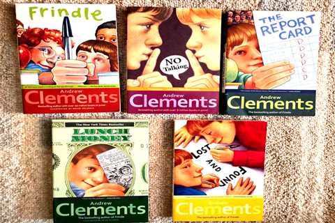 Andrew Clements lot of 5 paperback books including Frindle -Best selling author