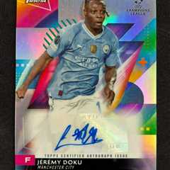 2023-24 Topps Finest UEFA Jeremy Doku Refractor Auto #A-JK Manchester City